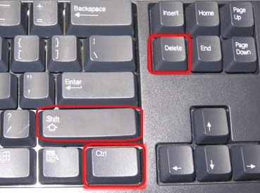 Shift ctrl delete очистить кэш